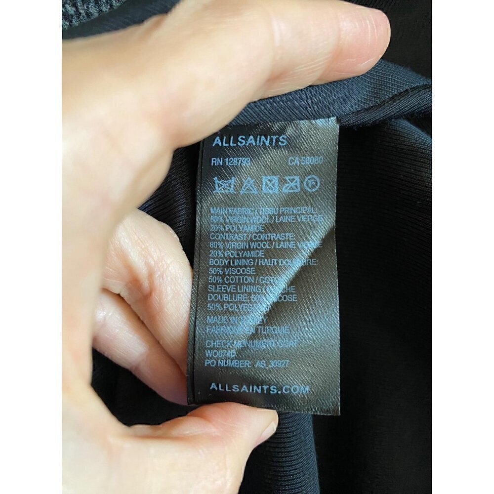 allsaints check monument wool coat sz us 4 gray check houndstooth italian cloth - Picture 8 of 17
